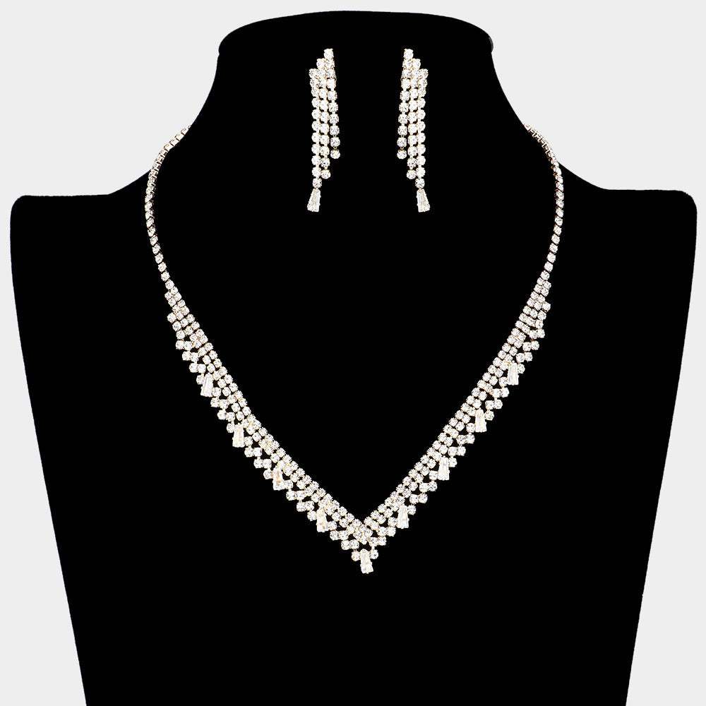 CZ Rhinestone Paved V Shaped Necklace - Madeline Love - Flyclothing LLC