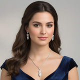 Floral Marquise CZ Stone Cluster Pendant Rhinestone Paved Necklace - Madeline Love - Flyclothing LLC