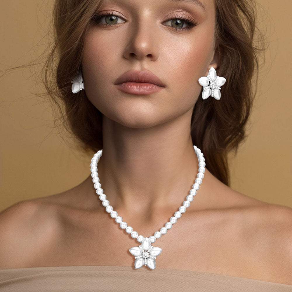 Pearl Flower Pendant Necklace - Madeline Love - Flyclothing LLC