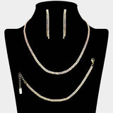Rhinestone Paved 2-Row Necklace Jewelry Set - Madeline Love - Flyclothing LLC