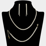 Rhinestone Paved 2-Row Necklace Jewelry Set - Madeline Love - Flyclothing LLC