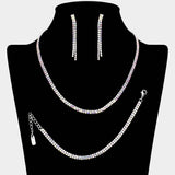 Rhinestone Paved 2-Row Necklace Jewelry Set - Madeline Love - Flyclothing LLC