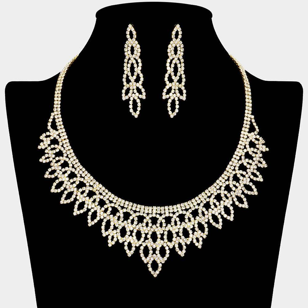 Rhinestone Paved Marquise Shaped Necklace - Madeline Love - Flyclothing LLC
