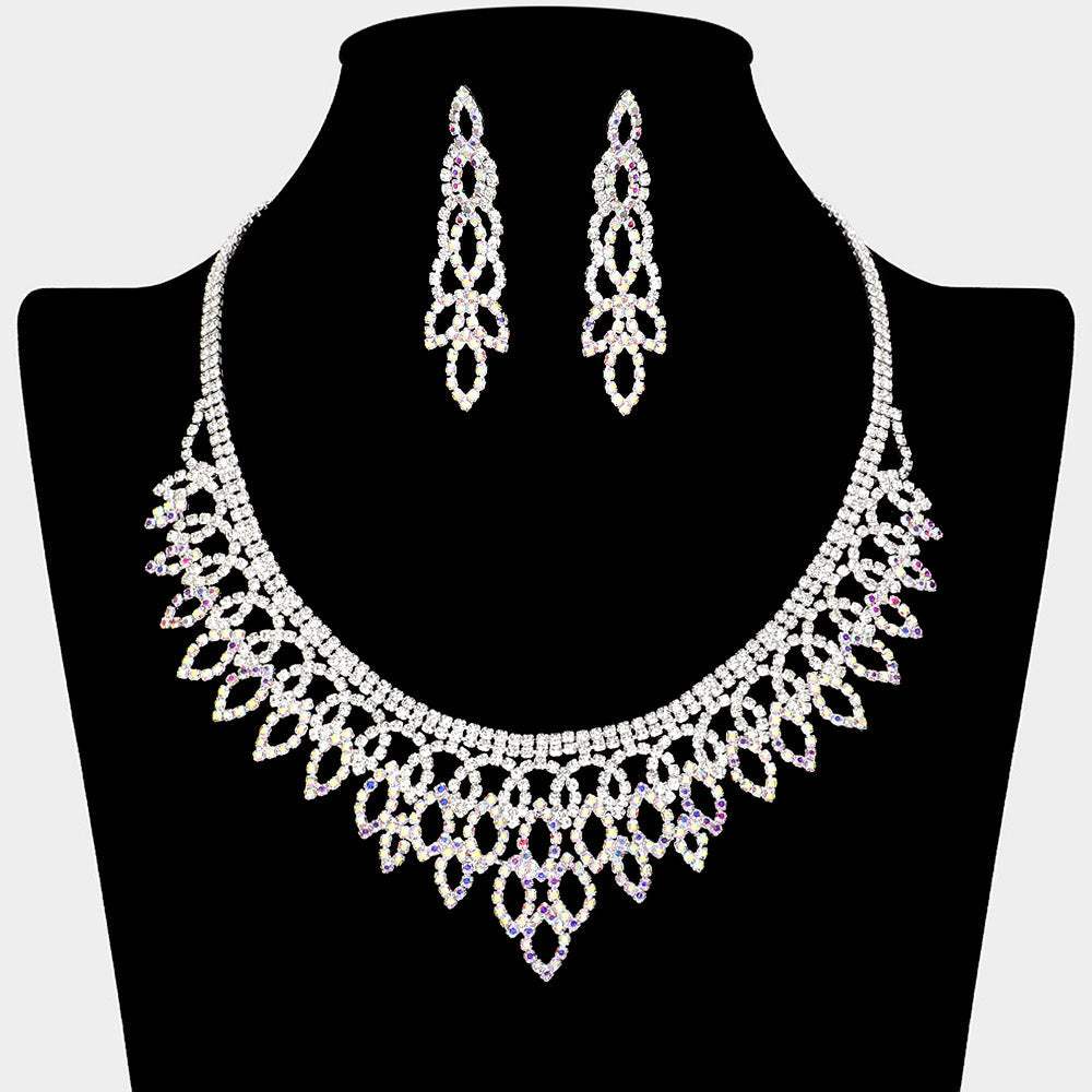 Rhinestone Paved Marquise Shaped Necklace - Madeline Love - Flyclothing LLC