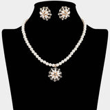 Pearl Flower Rhinestone Pendant Necklace - Madeline Love - Flyclothing LLC