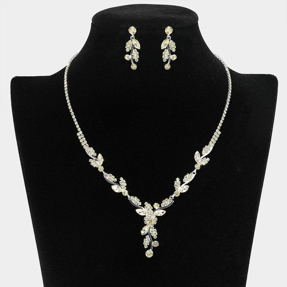 Rhinestone Paved Marquise Stone Stem Necklace - Madeline Love - Flyclothing LLC