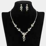 Rhinestone Paved Marquise Stone Stem Necklace - Madeline Love - Flyclothing LLC