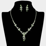 Rhinestone Paved Marquise Stone Stem Necklace - Madeline Love - Flyclothing LLC