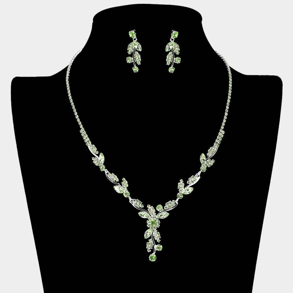 Rhinestone Paved Marquise Stone Stem Necklace - Madeline Love - Flyclothing LLC