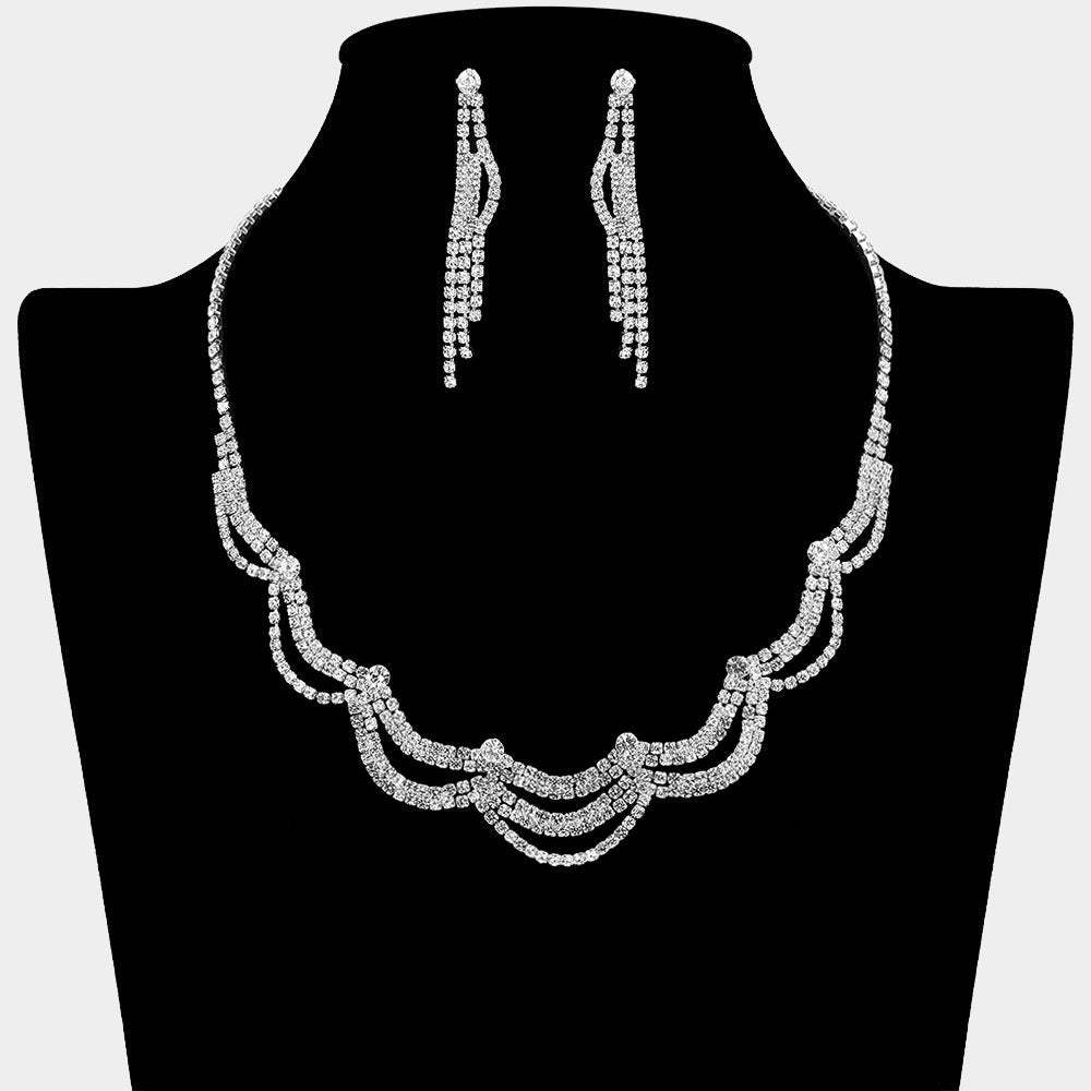 Layered Rhinestone Paved Necklace - Madeline Love - Flyclothing LLC