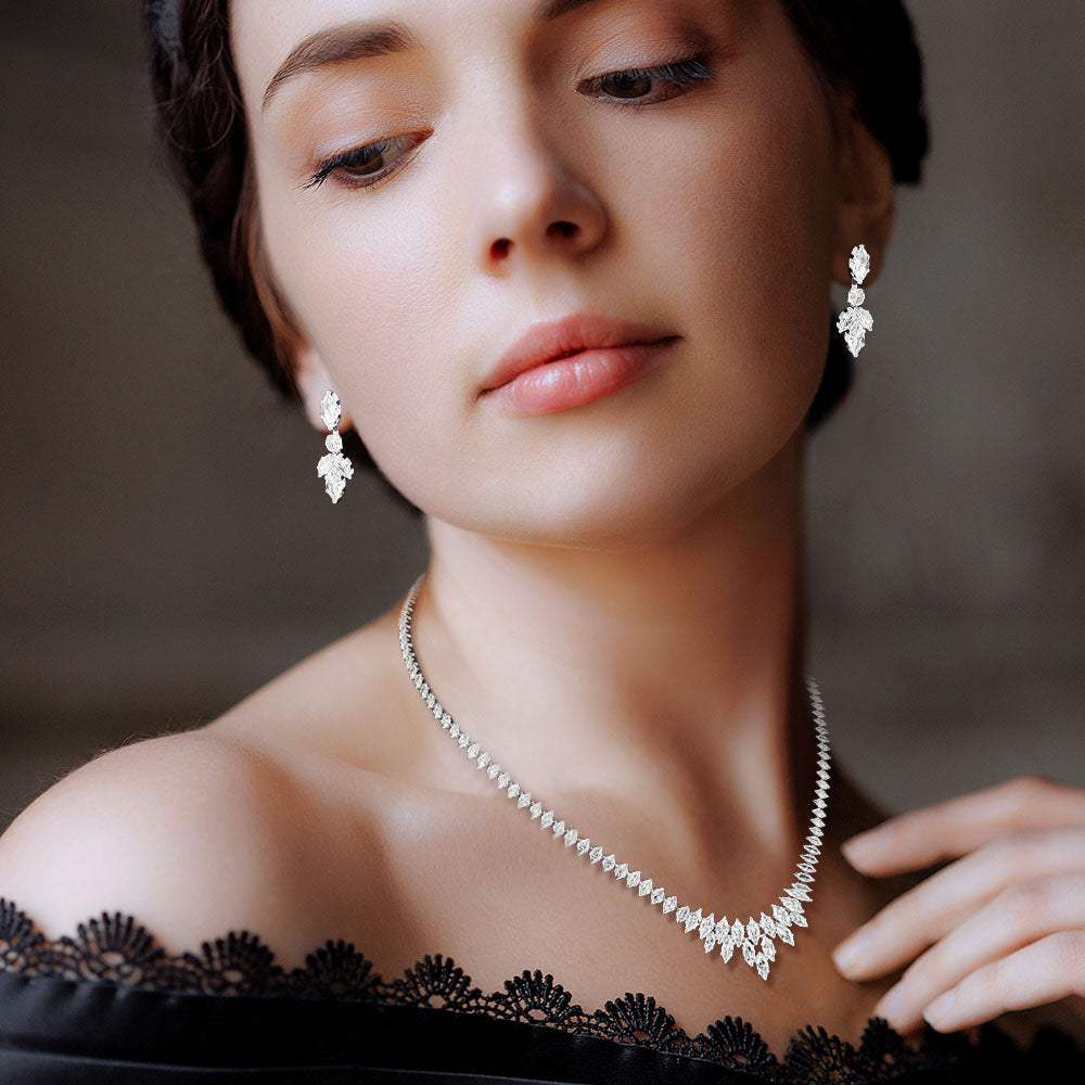 Marquise CZ Stone Cluster Necklace - Madeline Love - Flyclothing LLC