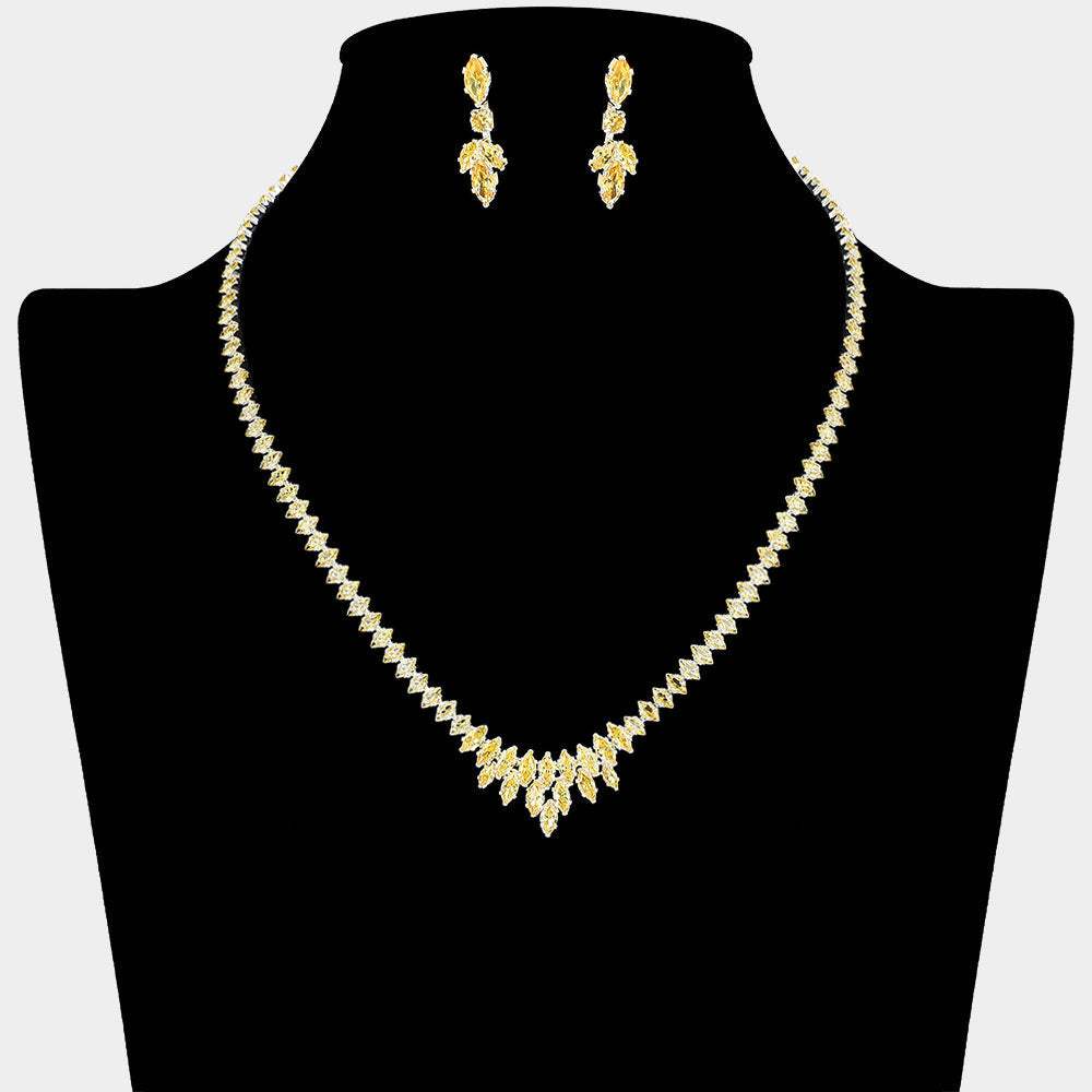 Marquise CZ Stone Cluster Necklace - Madeline Love - Flyclothing LLC