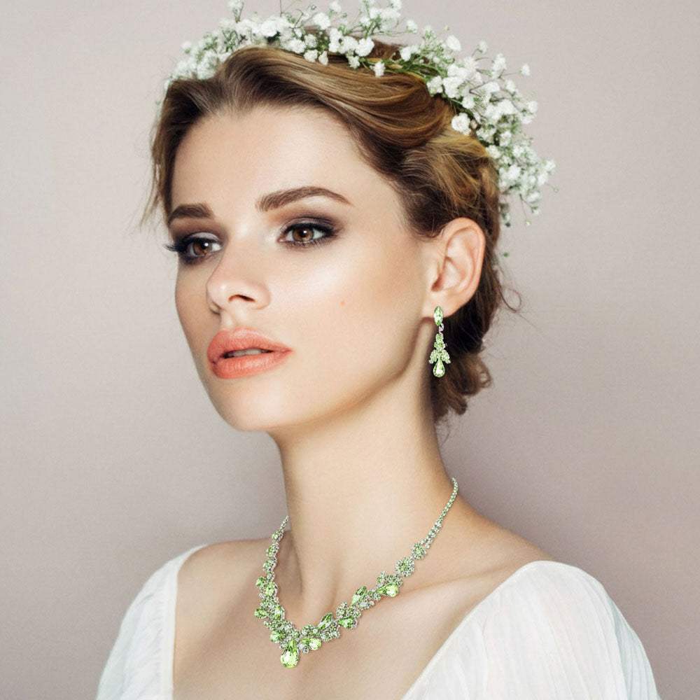 Teardrop Stone Cluster Flower Embellished Necklace - Madeline Love - Flyclothing LLC