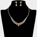 CZ Teardrop Stone Cluster Accent Rhinestone Paved Necklace - Madeline Love - Flyclothing LLC