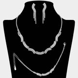 Rhinestone Paved Wavy Plate Link Jewelry Set - Madeline Love - Flyclothing LLC