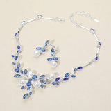 Marquise Stone Cluster Pearl Embellished Leaf Branch Necklace - Madeline Love - Flyclothing LLC