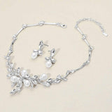 Marquise Stone Cluster Pearl Embellished Leaf Branch Necklace - Madeline Love - Flyclothing LLC