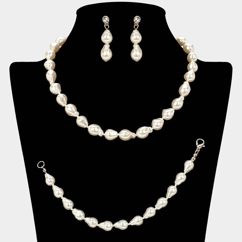 Teardrop Pearl Jewelry Set - Madeline Love - Flyclothing LLC
