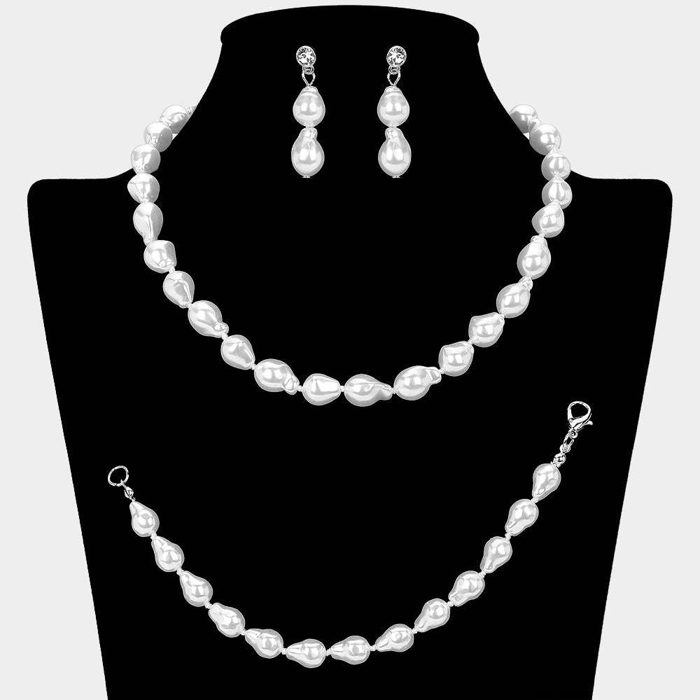 Teardrop Pearl Jewelry Set - Madeline Love - Flyclothing LLC