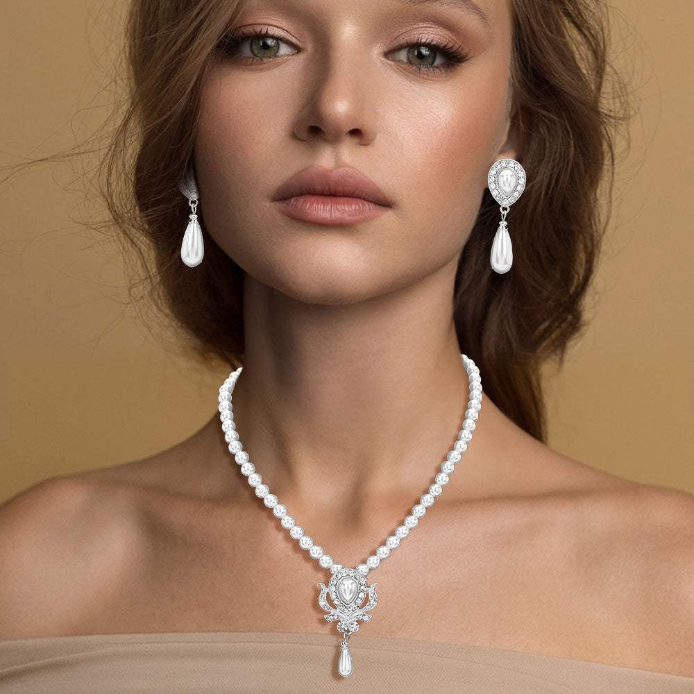Pearl Teardrop Dangle Pendant Necklace - Madeline Love - Flyclothing LLC