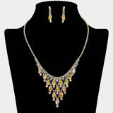 Teardrop Cluster Embellished Chandelier Accent Rhinestone Paved Necklace - Madeline Love - Flyclothing LLC