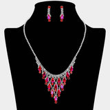 Teardrop Cluster Embellished Chandelier Accent Rhinestone Paved Necklace - Madeline Love - Flyclothing LLC