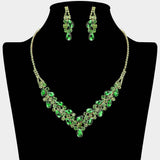 Teardrop Stone Cluster Embellished V Shaped Rhinestone Paved Necklace - Madeline Love - Flyclothing LLC