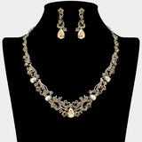 Elegant Teardrop Stone Cluster Accent Rhinestone Embellished Necklace - Madeline Love - Flyclothing LLC
