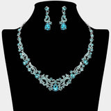 Elegant Teardrop Stone Cluster Accent Rhinestone Embellished Necklace - Madeline Love - Flyclothing LLC