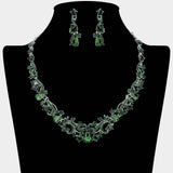 Elegant Teardrop Stone Cluster Accent Rhinestone Embellished Necklace - Madeline Love - Flyclothing LLC