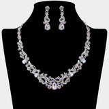 Elegant Teardrop Stone Cluster Accent Rhinestone Embellished Necklace - Madeline Love - Flyclothing LLC