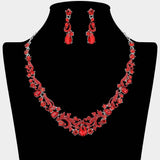 Elegant Teardrop Stone Cluster Accent Rhinestone Embellished Necklace - Madeline Love - Flyclothing LLC