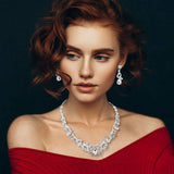 Elegant Teardrop Stone Cluster Accent Rhinestone Embellished Necklace - Madeline Love - Flyclothing LLC