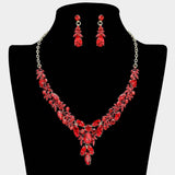 Teardrop Marquise Rhinestone Cluster Embellished Cascading Necklace - Madeline Love - Flyclothing LLC