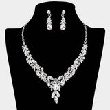 Teardrop Marquise Rhinestone Cluster Embellished Cascading Necklace - Madeline Love - Flyclothing LLC