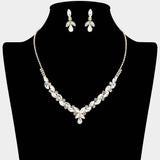 Teardrop Marquise Stone Cluster Embellished Rhinestone Paved Necklace - Madeline Love - Flyclothing LLC