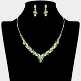 Teardrop Marquise Stone Cluster Embellished Rhinestone Paved Necklace - Madeline Love - Flyclothing LLC
