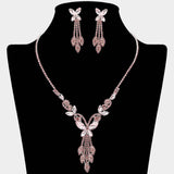 Marquise Stone Cluster Butterfly Drop Accent Rhinestone Paved Necklace - Madeline Love - Flyclothing LLC