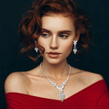 Marquise Stone Cluster Butterfly Drop Accent Rhinestone Paved Necklace - Madeline Love - Flyclothing LLC