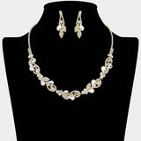 Teardrop Cluster Rhinestone Paved Leaf Necklace - Madeline Love - Flyclothing LLC