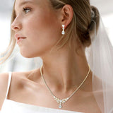 Teardrop CZ Stone Cluster Accent Marquise Stone Rhinestone Paved Necklace - Madeline Love - Flyclothing LLC