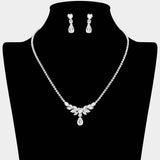 Teardrop CZ Stone Cluster Accent Marquise Stone Rhinestone Paved Necklace - Madeline Love - Flyclothing LLC
