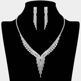 Rhinestone Paved Fringe Accent V Shaped Necklace - Madeline Love - Flyclothing LLC