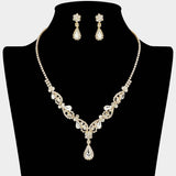 Teardrop Stone Cluster Accent Rhinestone Paved Y Shape Necklace - Madeline Love - Flyclothing LLC