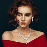 Teardrop Stone Cluster Accent Rhinestone Paved Y Shape Necklace - Madeline Love - Flyclothing LLC