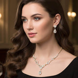 Teardrop Stone Cluster Accent Rhinestone Leaf Branch Necklace - Madeline Love - Flyclothing LLC