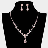 Teardrop Stone Cluster Accent Rhinestone Leaf Branch Necklace - Madeline Love - Flyclothing LLC