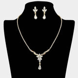 Floral Stone Cluster Accent Rhinestone Paved Necklace - Madeline Love - Flyclothing LLC
