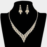 Rhinestone Paved Marquise Shape Embellished V-shape Necklace - Madeline Love - Flyclothing LLC