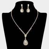 Teardrop Stone Cluster Pendant Rhinestone Paved Necklace - Madeline Love - Flyclothing LLC